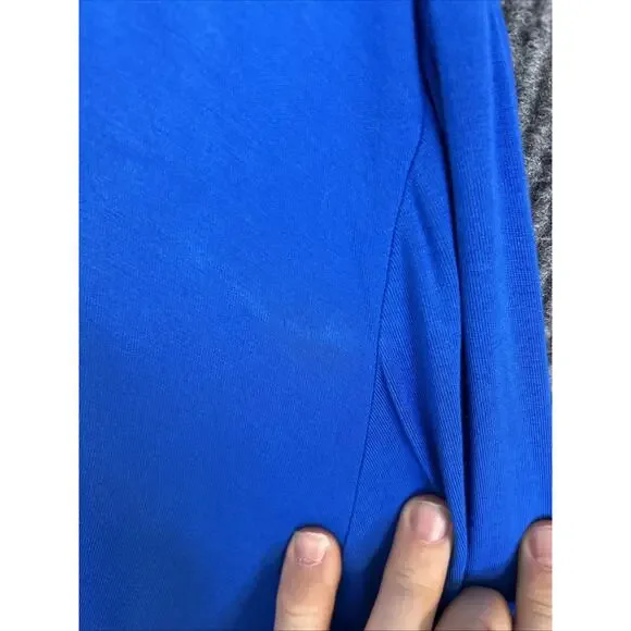 Roaman's Womens Tunic Blouse Size 5X Blue Crotchet Asymmetric Hem Bohemian - Picture 3 of 9